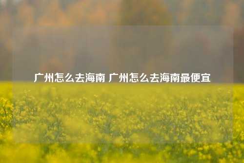 广州怎么去海南 广州怎么去海南最便宜