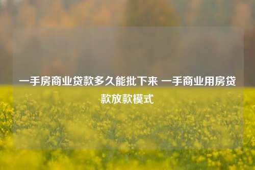 一手房商业贷款多久能批下来 一手商业用房贷款放款模式