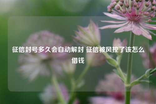 征信封号多久会自动解封 征信被风控了该怎么借钱