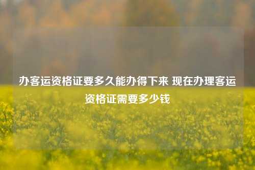 办客运资格证要多久能办得下来 现在办理客运资格证需要多少钱