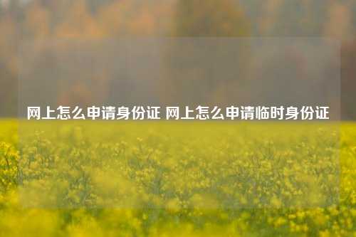 网上怎么申请身份证 网上怎么申请临时身份证