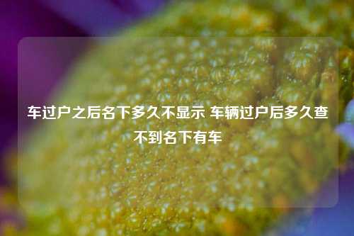 车过户之后名下多久不显示 车辆过户后多久查不到名下有车